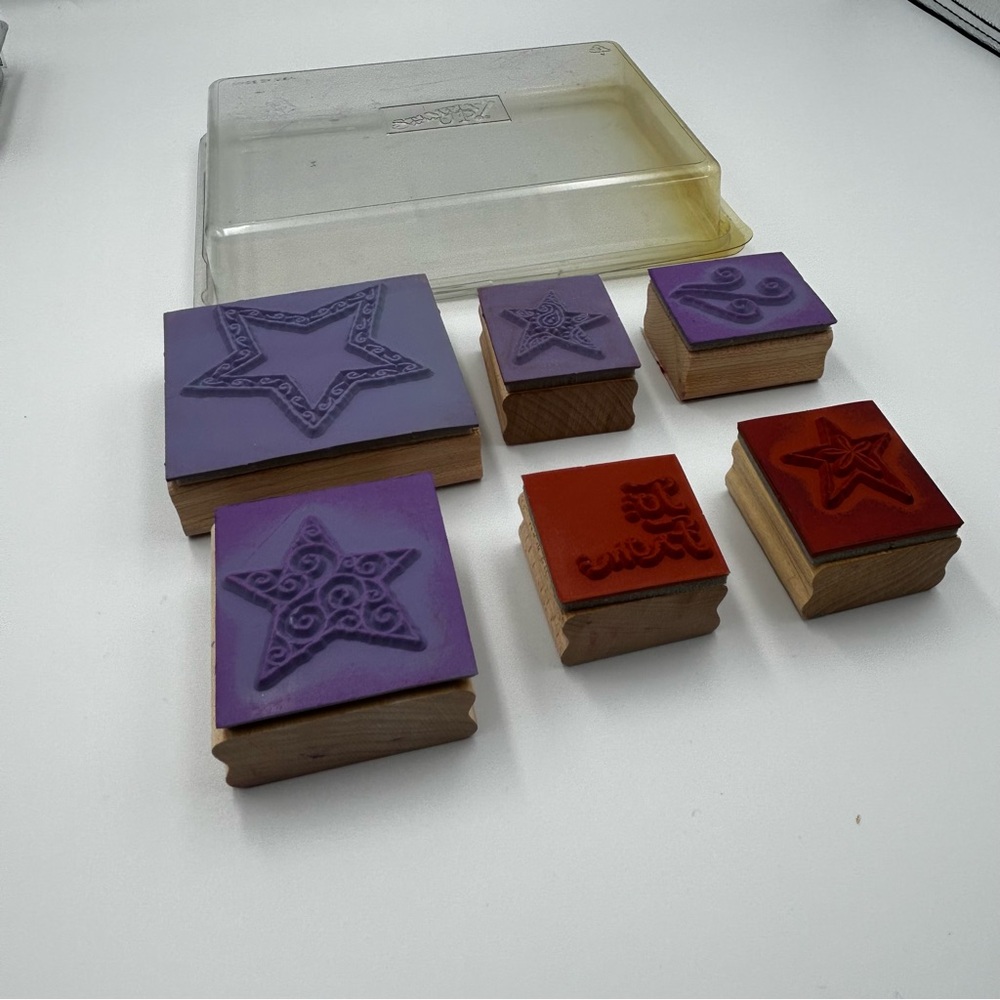 Stampin' Up! Holiday Mounted Rubber Stamp Sets Tree Trimmings Stars To: From: - Picture 8 of 12